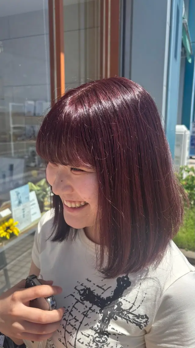 ミディアム ヘアカラー トリートメント 艶カラー 髪質改善 🍓苺奈のヘアスタイル