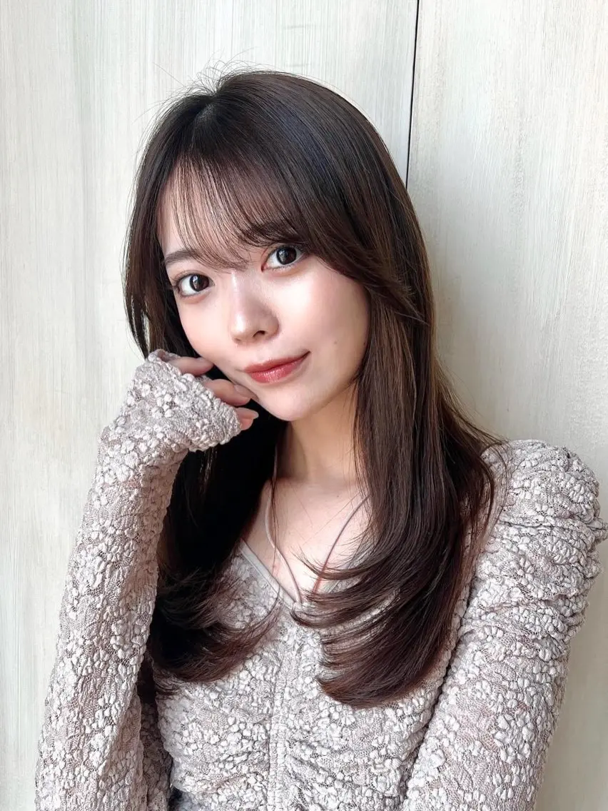 セミロング レイヤーカット カット ヘアカラー トリートメント 🧡くびれヘア/前髪 顔周り🧡久原結衣のヘアスタイル