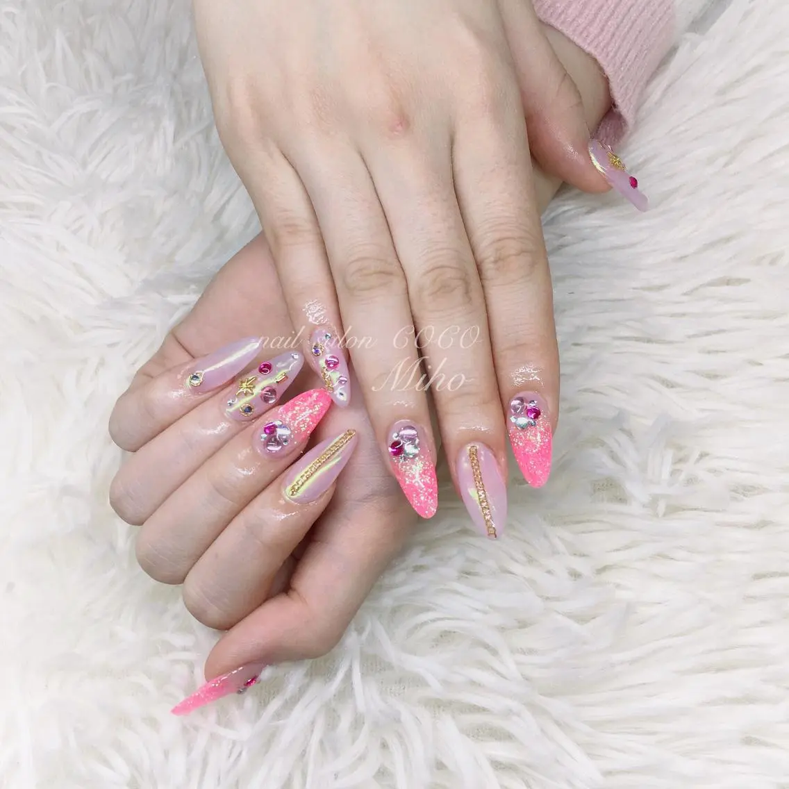 ロング カラー パーマ ヘアアレンジ メンズ キッズ ネイル マツエク・マツパ nail Berunaのネイルデザイン