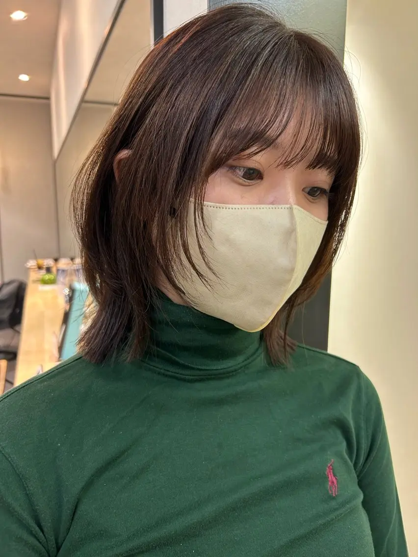 ミディアム カラー レイヤーカット ウルフカット ウルフレイヤー hubhair レイヤー/透明感のヘアスタイル