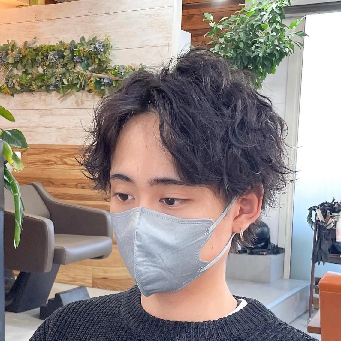 ショート メンズ センターパート マッシュ メンズパーマ かんばら りょーいのヘアスタイル