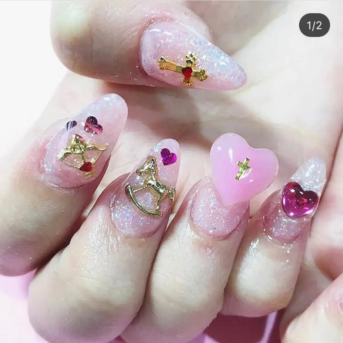 ネイル 渋谷／チップ長さ出し 👑アプレgel-xのネイルデザイン