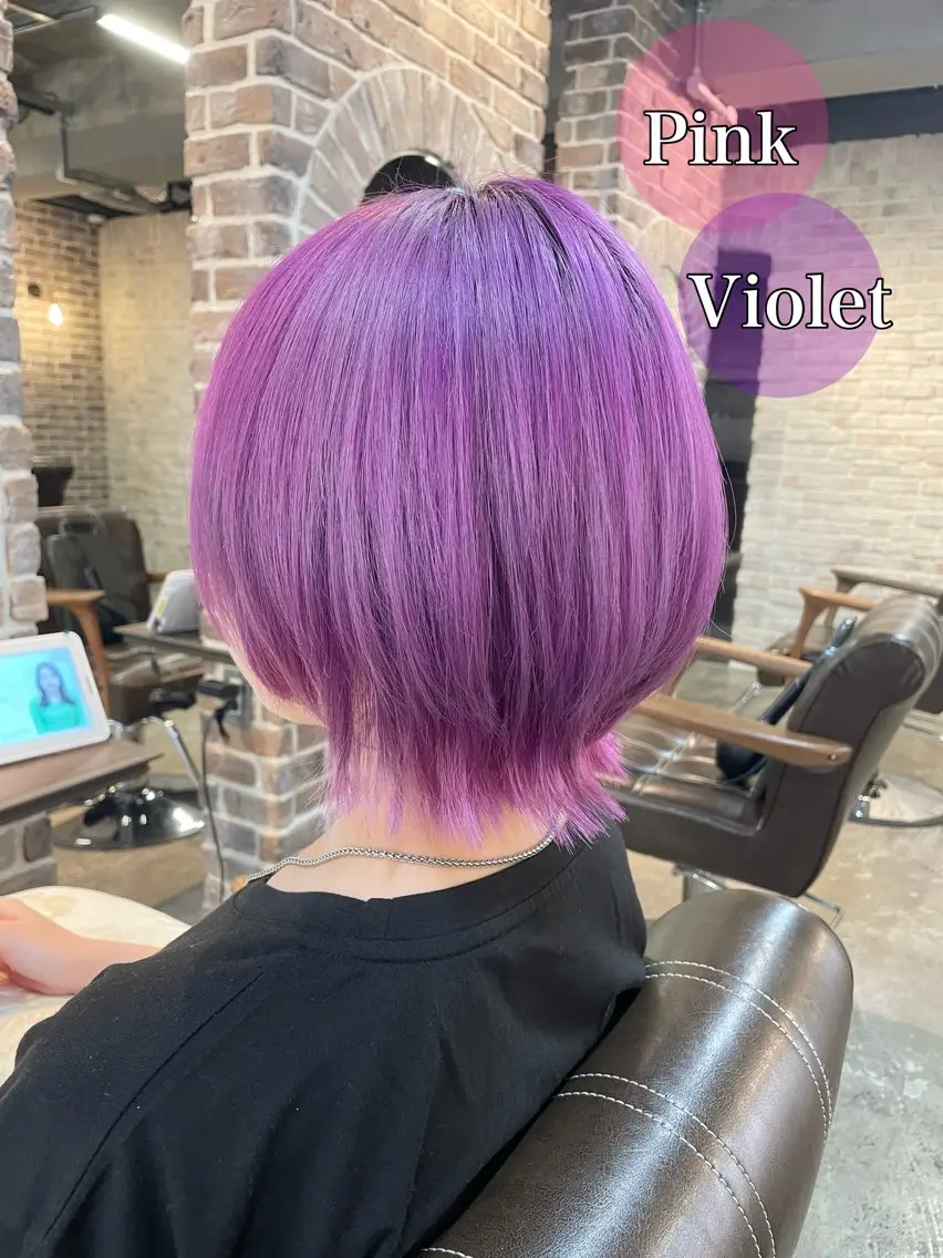ミディアム カラー ブリーチ ピンクカラー 艶カラー/インナー /グラデ/大西小百合のヘアスタイル