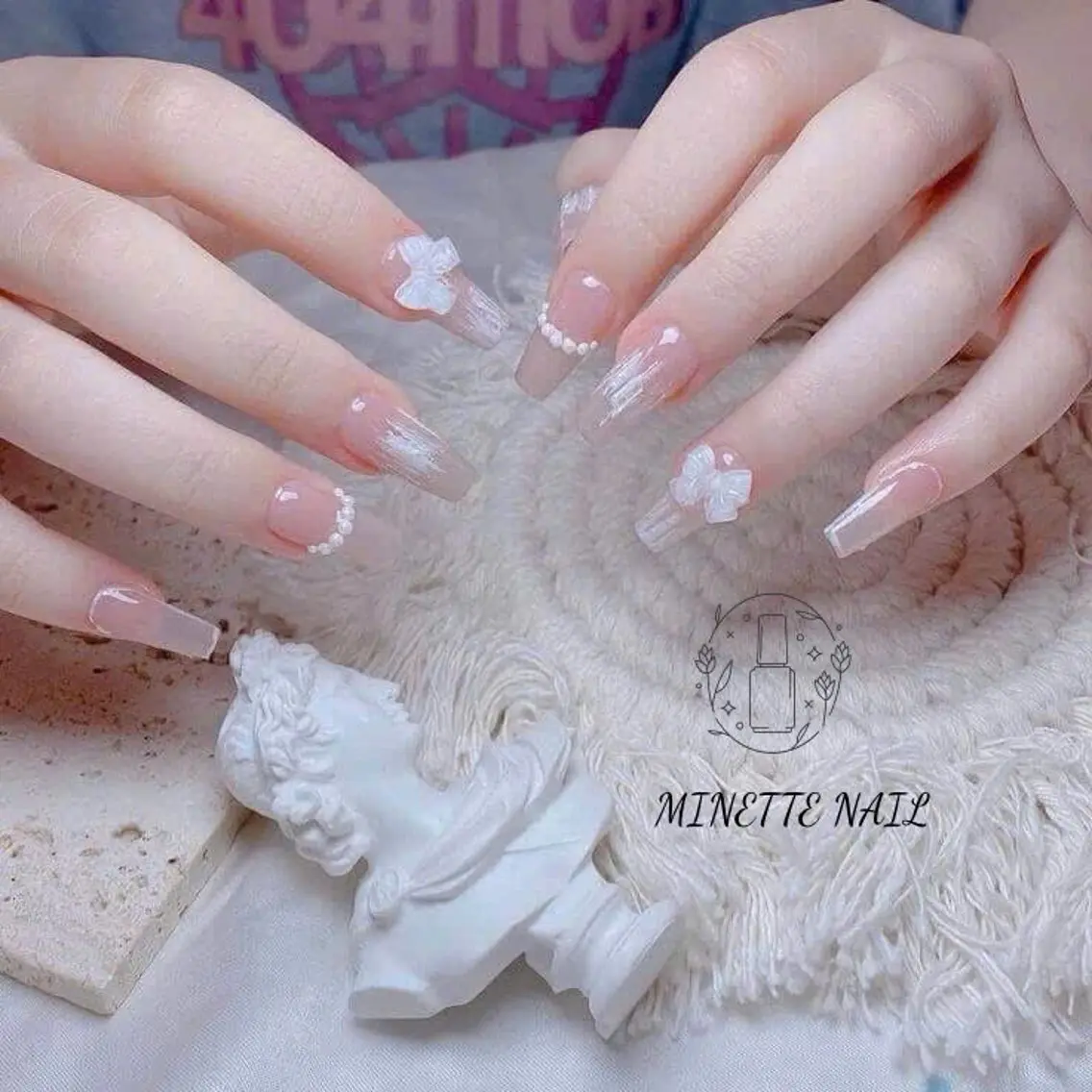 ネイル フレンチネイル ジェルネイル ガーリー ハート マグネットネイル Minette Nailのネイルデザイン