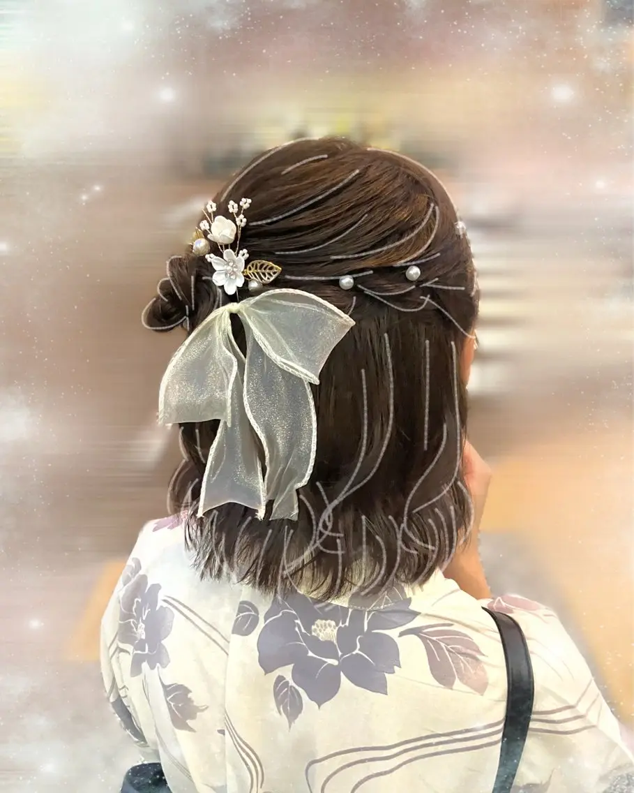 ヘアアレンジ ボブ ヘアセット 熊谷 ひなたのヘアスタイル