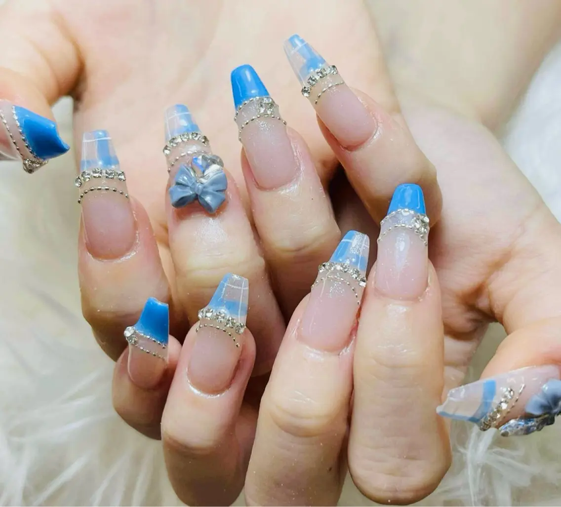 ネイル チークネイル 長さ出し フラッシュネイル フレンチネイル グラデーション AN NAIL SALONのネイルデザイン