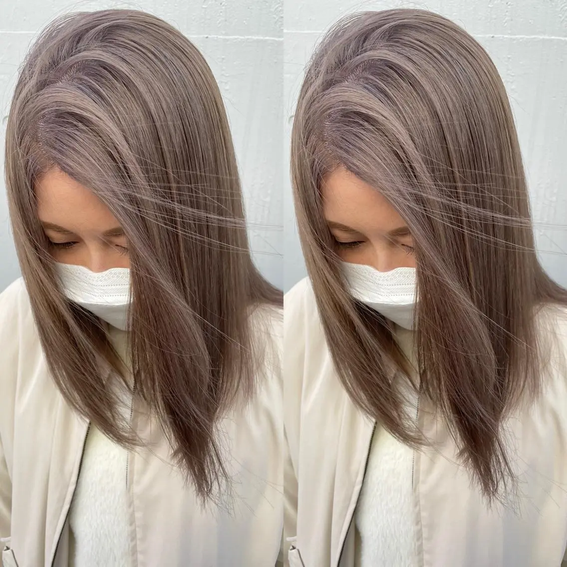 ミディアム カラー ベージュカラー カット ヘアカラー トリートメント ヘアセット 💜ハイトーン💛 マジカルかいちゃんのヘアスタイル