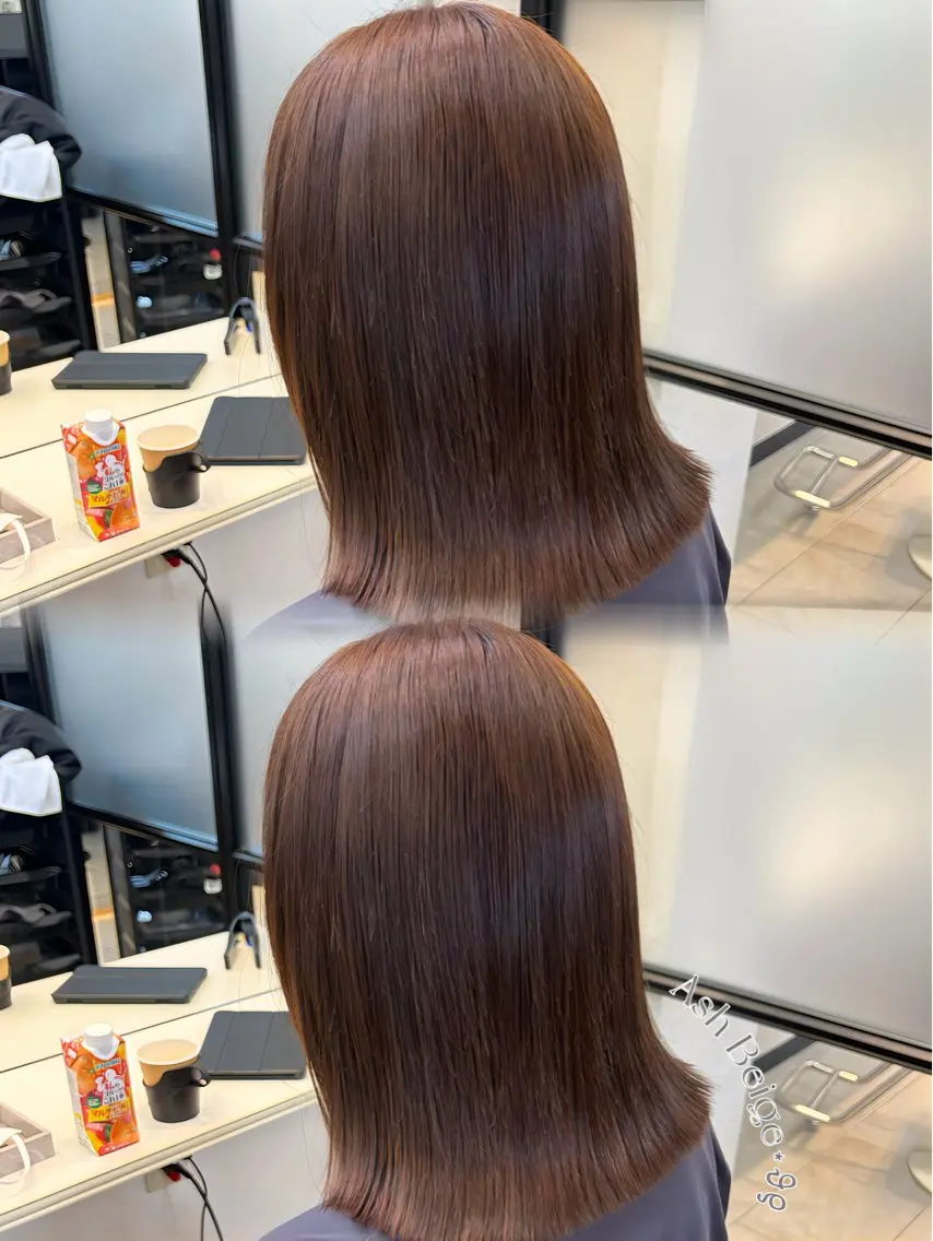 ミディアム カラー カット ヘアカラー トリートメント MAKO/モテ髪/ ハイトーン/赤みなしのヘアスタイル