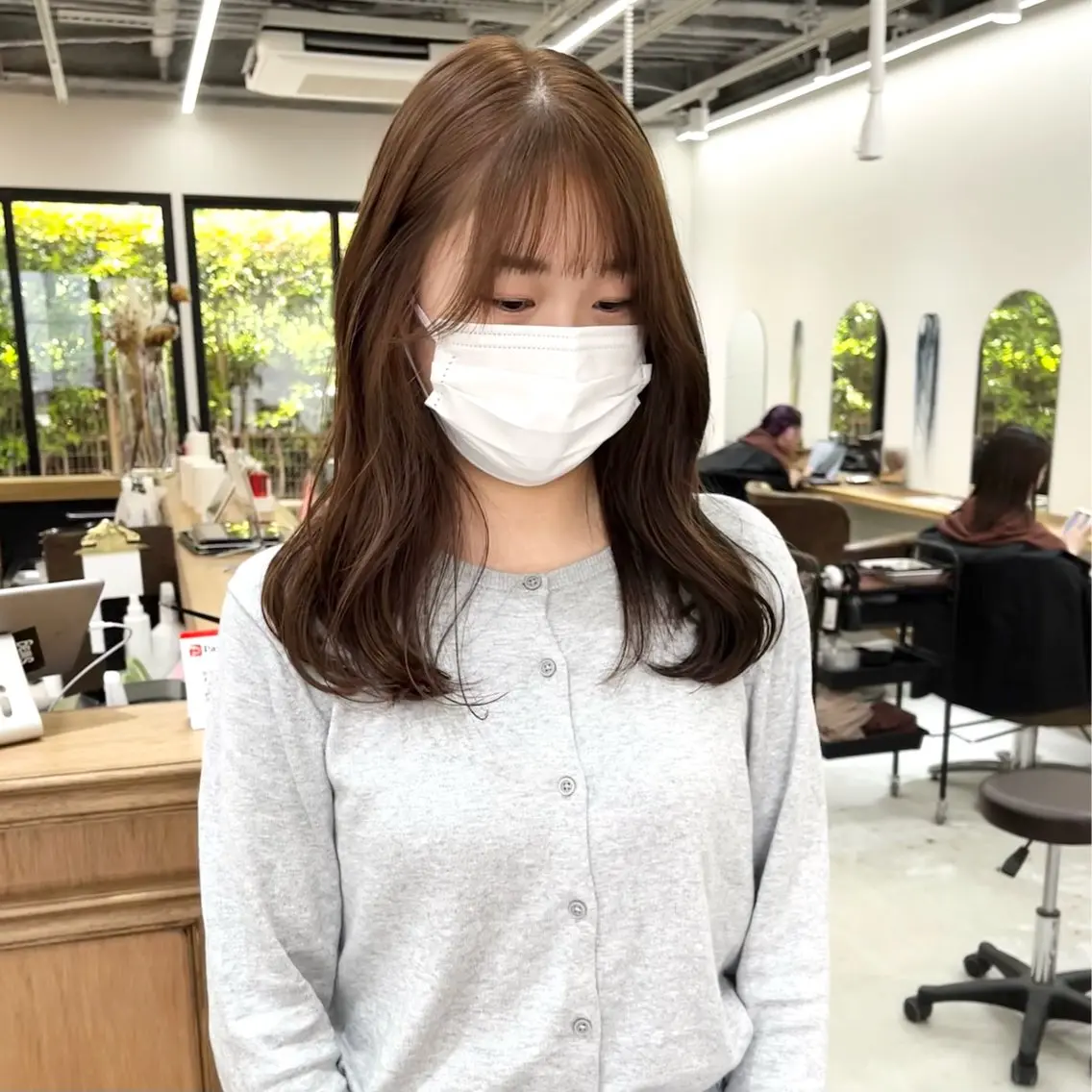 セミロング カラー ヘアアレンジ ブリーチ ダブルカラー ブリーチなしカラー カット ヘアカラー トリートメント ena/ブリーチなし 透明感・レイヤー🎀のヘアスタイル
