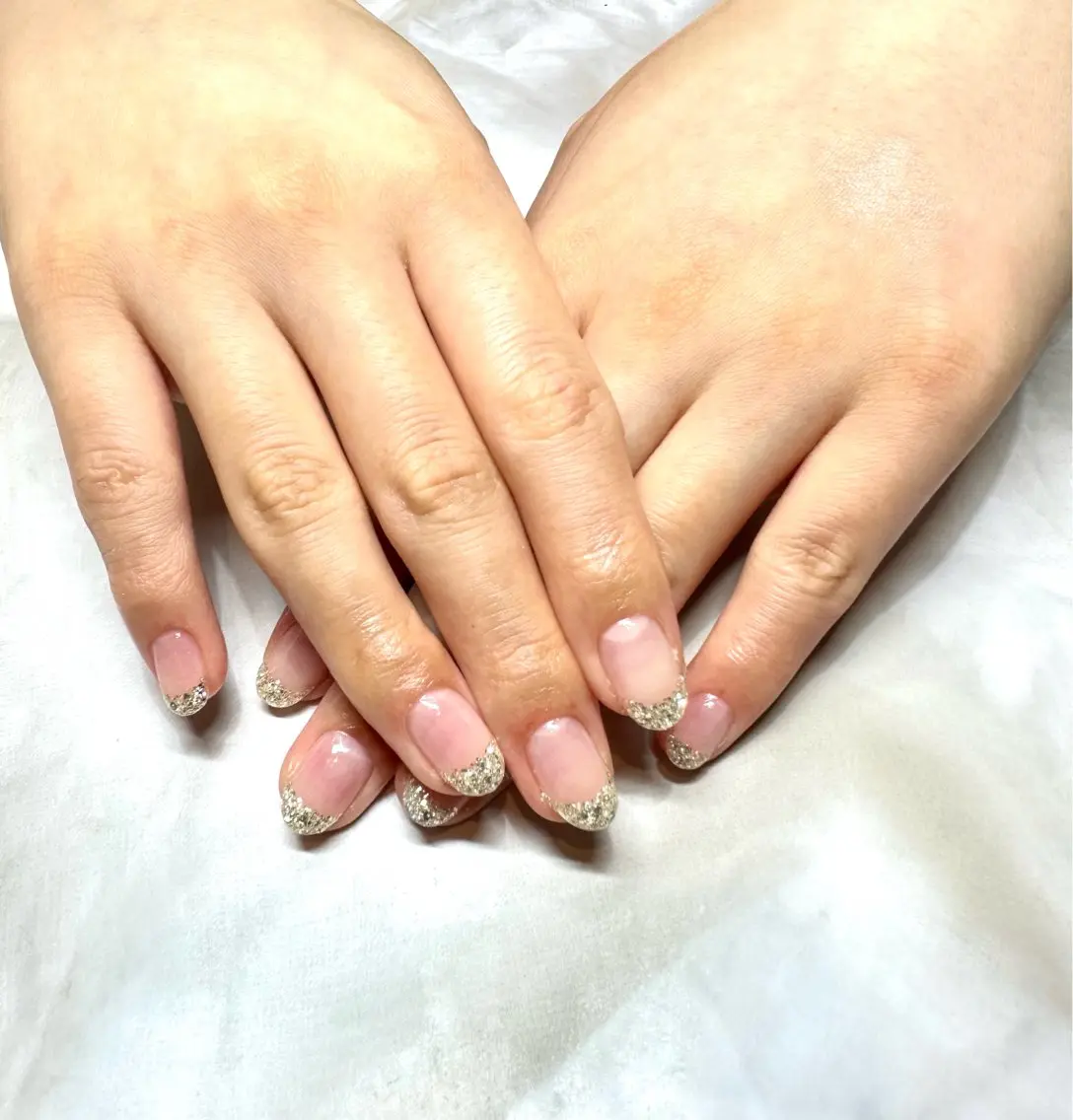ネイル フレンチネイル ラメ(グリッター) Ueda Rieのネイルデザイン