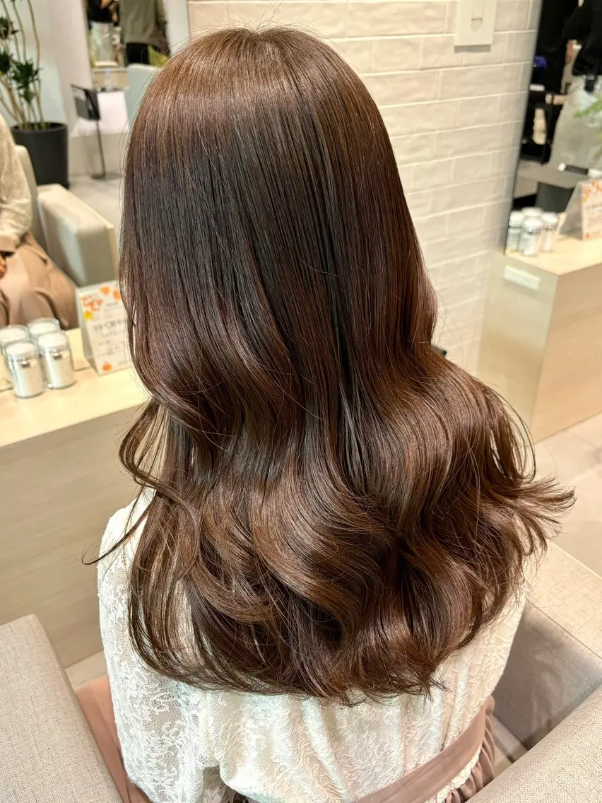 ロング カラー ブリーチ ブラウンカラー ブリーチなしカラー ヘアカラー トリートメント 銀座/韓国レイヤー/ 艶カラー🍓原田侑依のヘアスタイル