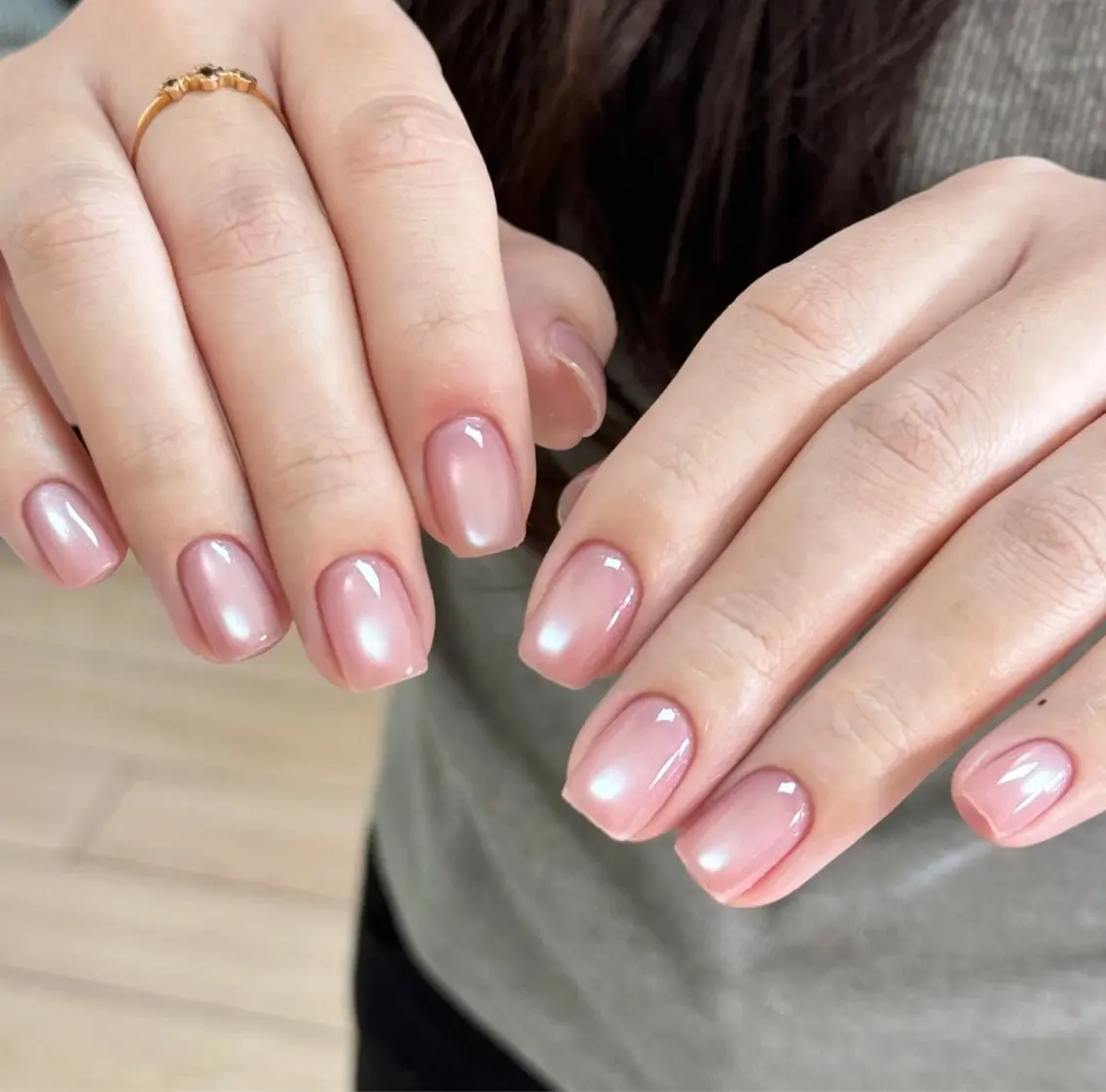 ネイル アートネイル オーロラネイル チークネイル フレンチネイル ガラスフレンチ ハンドネイル 🎀🎀YooLi Nail Salonのネイルデザイン