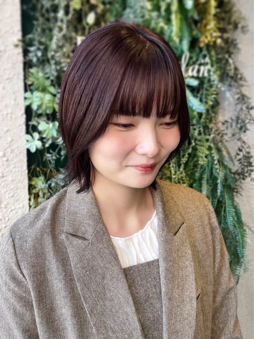 ミディアム カラー ヘアカラー 透明感カラー レイヤー/むつきのヘアスタイル
