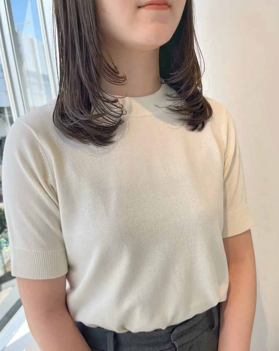ミディアム レイヤーカット カット ヘアカラー ボブ/レイヤー/ 茉莉花のヘアスタイル