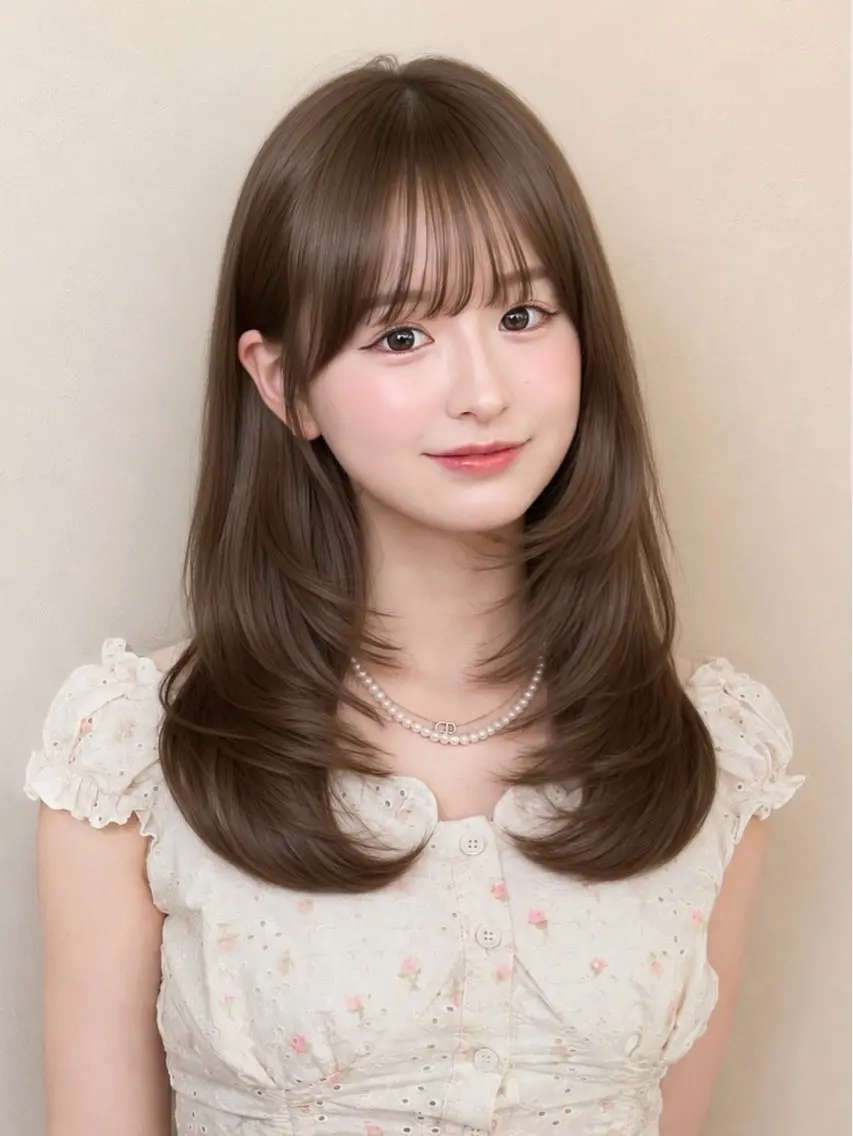 ミディアム カラー パーマ 🌻似合わせレイヤー ／骨格補正カット🍀のヘアスタイル