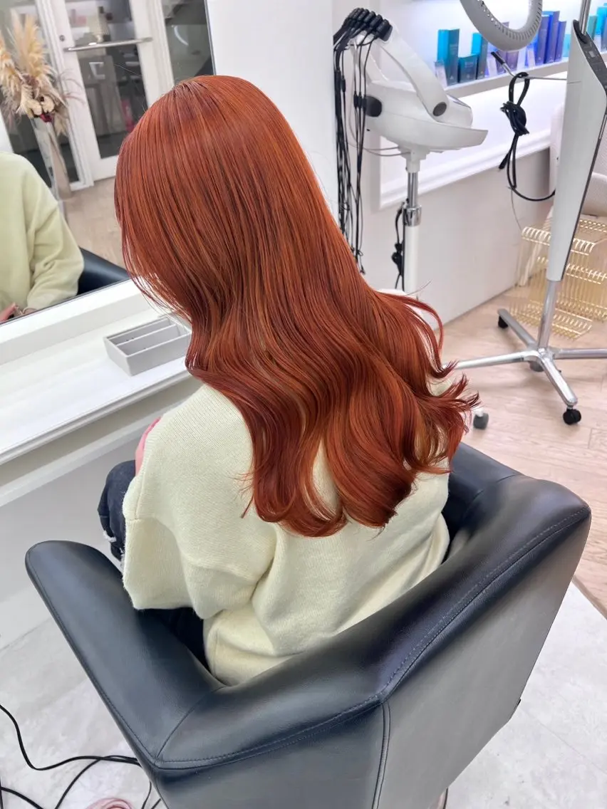 ロング カラー ブリーチ オレンジ ParveMix🍀 藤原愛未のヘアスタイル