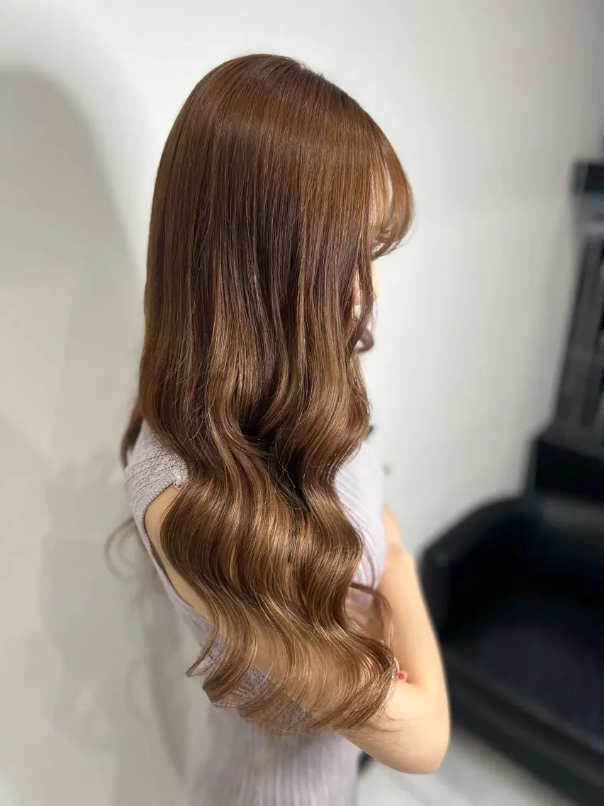 ロング カラー プルエクステ ベージュカラー ブラウンカラー エクステ ヘアカラー トリートメント エクステ YUDU🍊 germe/ジェルムのヘアスタイル
