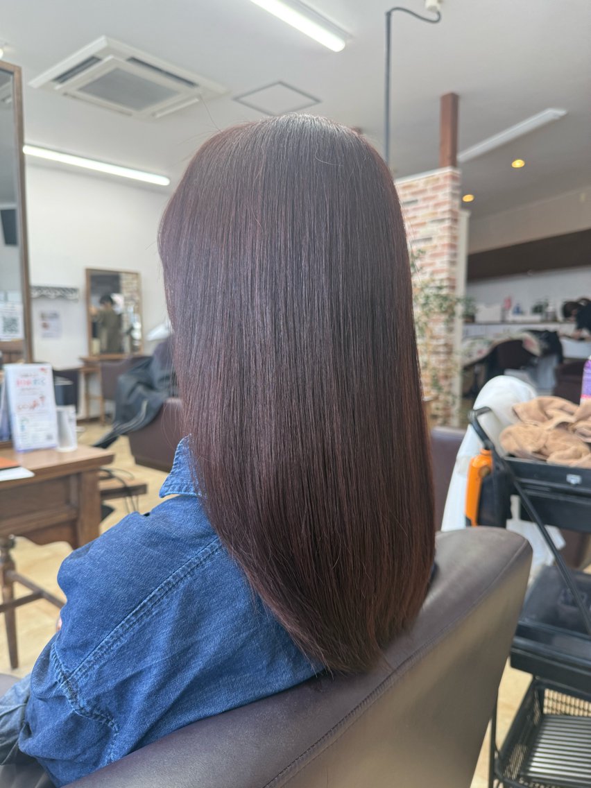 セミロング カラー ブラウンカラー ヘアカラー 上村華女 髪質改善カラーのヘアスタイル