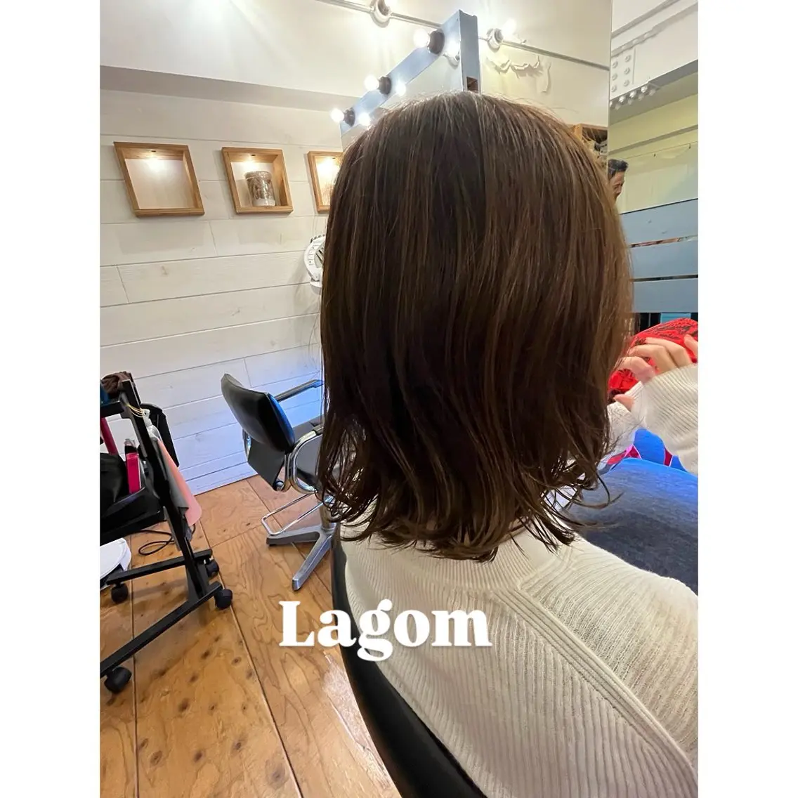 ミディアム カラー ミディアムパーマ ボブ 髪質改善 トリートメント カット ヘアカラー トリートメント Lagom なかだのヘアスタイル