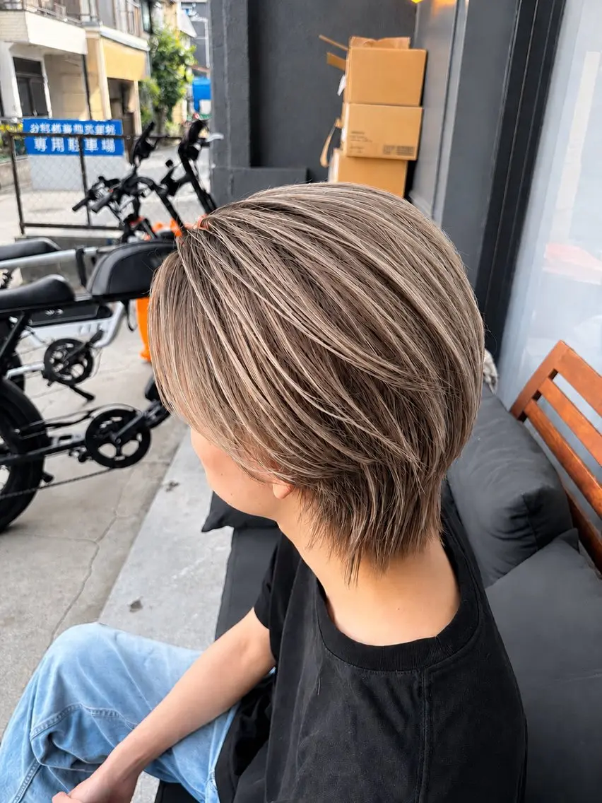 ミディアム カラー メンズ カット ヘアカラー ヘアセット 【men's Lapis横浜】海人のヘアスタイル