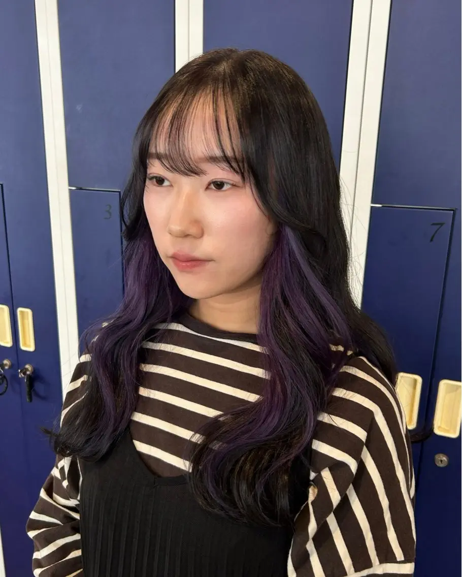 ロング カラー 透明感カラー インナーカラー ラベンダーカラー カノエ宇部厚南店 /つむぎのヘアスタイル