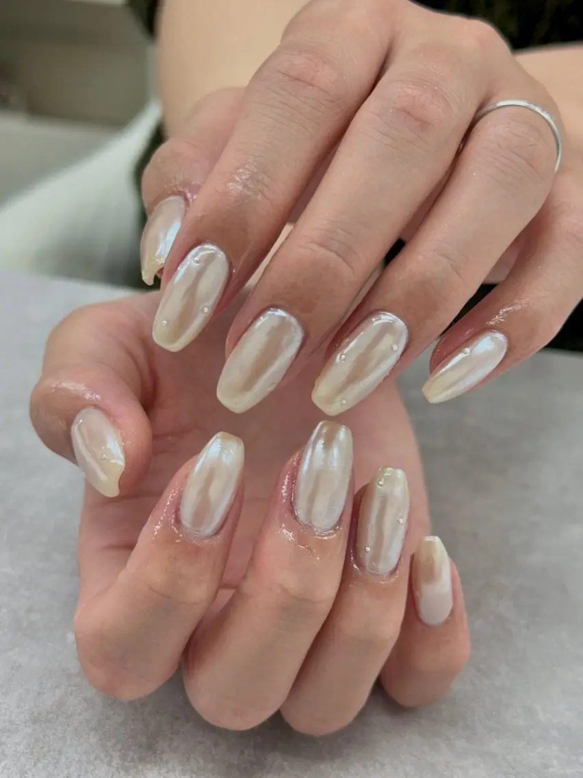 ネイル アートネイル オーロラネイル チークネイル 長さ出し フットネイル ハンドネイル Hazuki nailのネイルデザイン