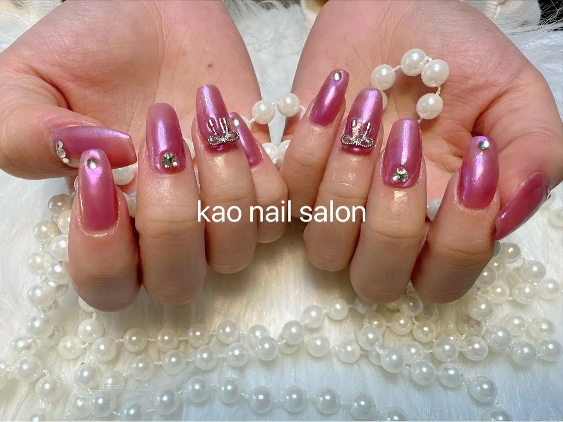 ネイル チークネイル 長さ出し フットネイル フレンチネイル ジェルネイル kao nail マグネット/長さだしのネイルデザイン