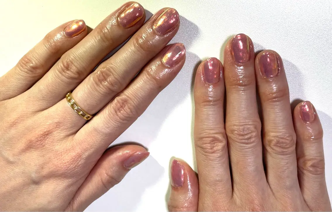ネイル オーロラネイル ミラーネイル ワンカラーネイル ピンク Nail Salon Pure のぞみのネイルデザイン