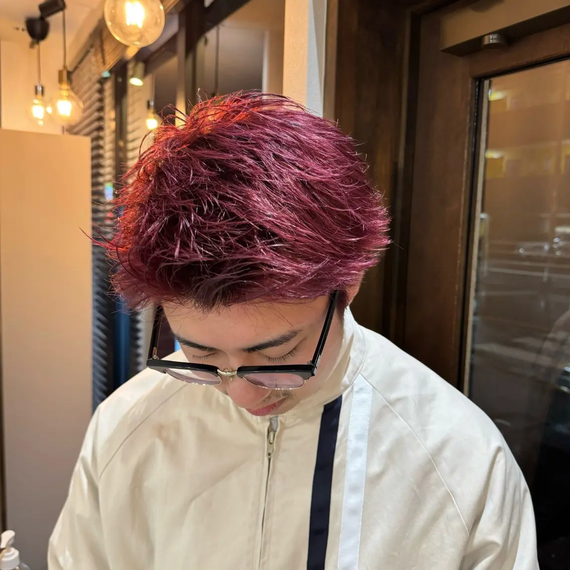 ショート メンズ ヘアカラー 平尾/艶カラー/フェ ードカット/中川誠大のヘアスタイル