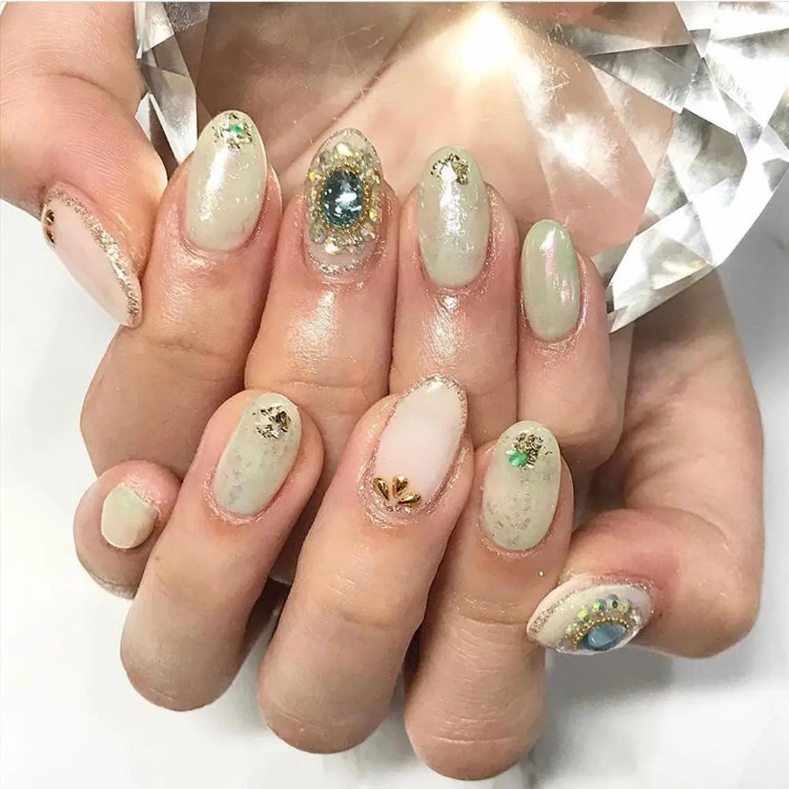 ネイル 渋谷／チップ長さ出し 👑アプレgel-xのネイルデザイン