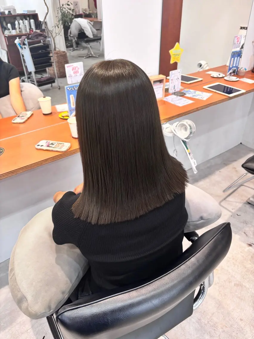 ミディアム 縮毛矯正 トリートメント 千田 りんなのヘアスタイル
