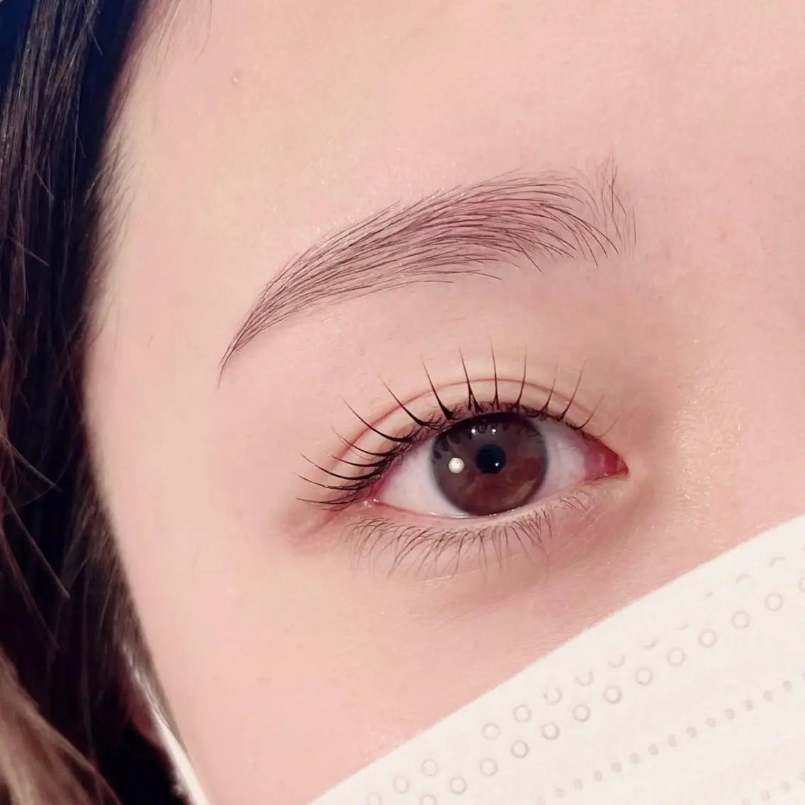 上まつ毛パーマと眉毛ワックスのセットメニューです！の写真