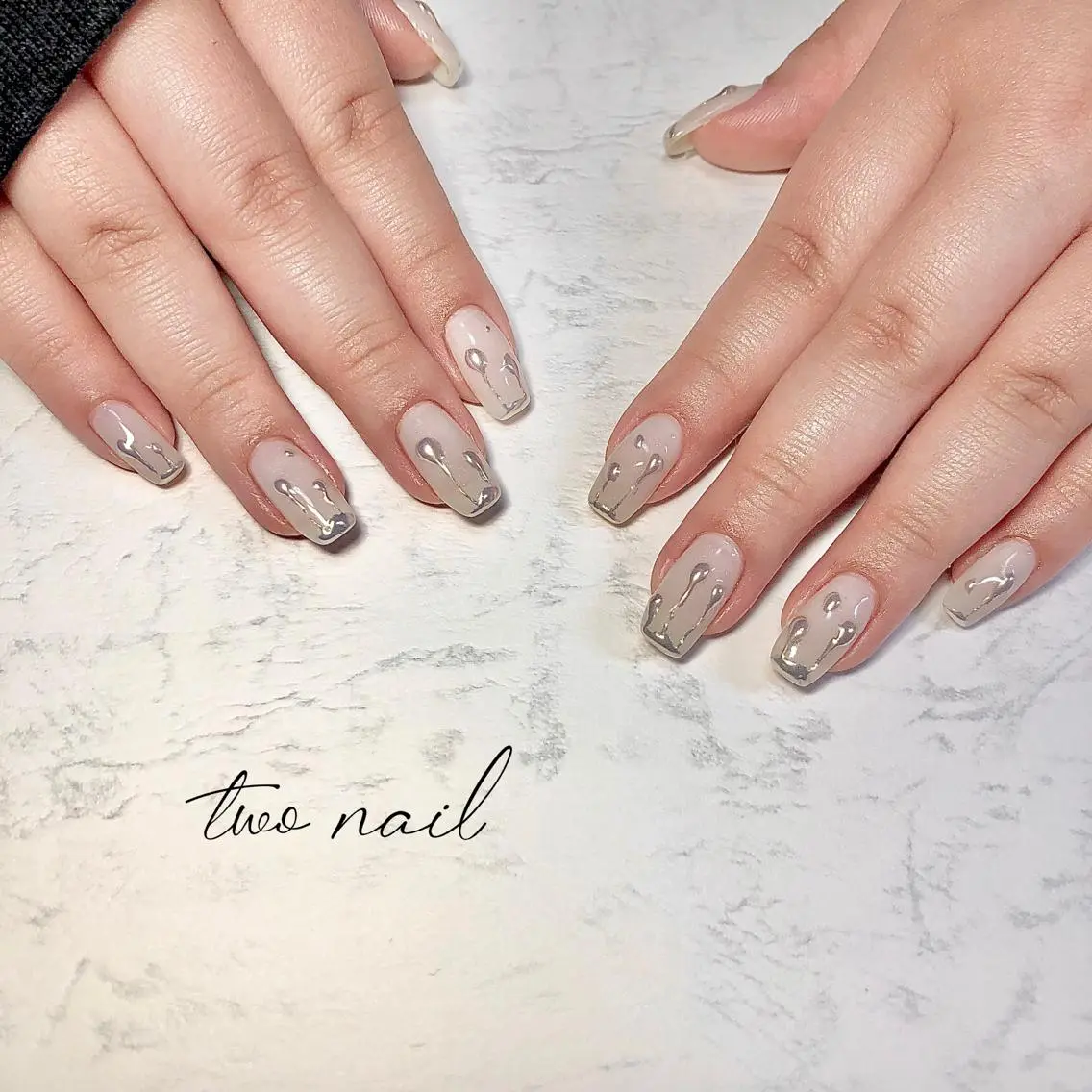 ネイル アートネイル フットネイル ハート ニュアンスネイル ホワイト two nailのネイルデザイン