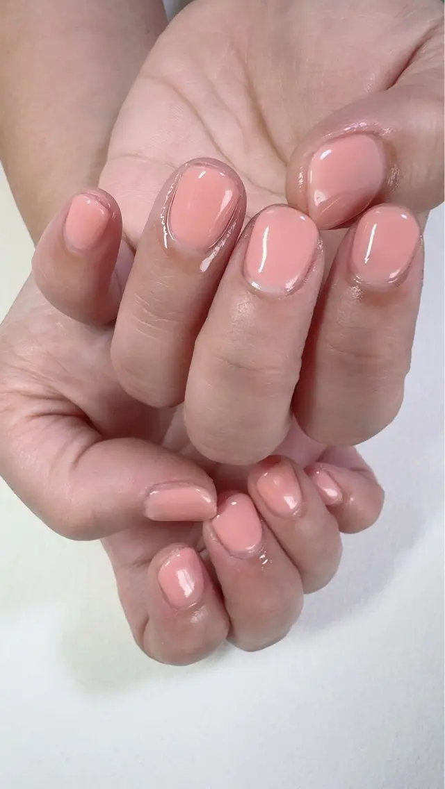ネイル ワンカラーネイル ピンク ピンクベージュ ショートネイル シンプルネイル ハンドネイル NAILSALON Bonitaのネイルデザイン