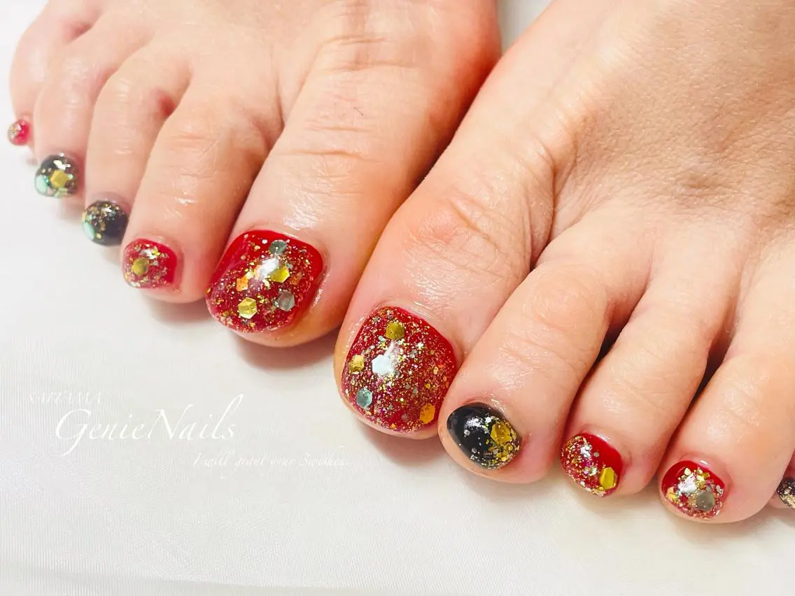 メンズ ネイル アートネイル フットネイル メンズネイル 持ち込み 冬ネイル Genie Nailsのネイルデザイン