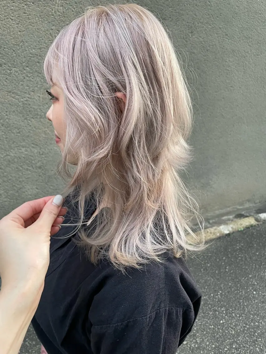 ミディアム カラー パーマ ヘアアレンジ メンズ ラベンダーカラー tatsumi/ボブ ウルフ/レイヤーのヘアスタイル