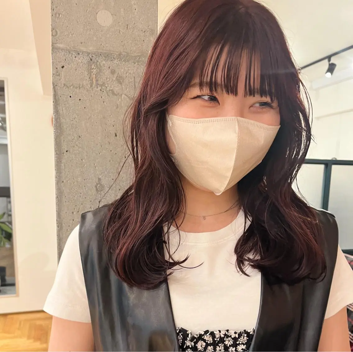 ミディアム カラー レッドカラー 暖色/パーマ 🌼クニトウメイのヘアスタイル