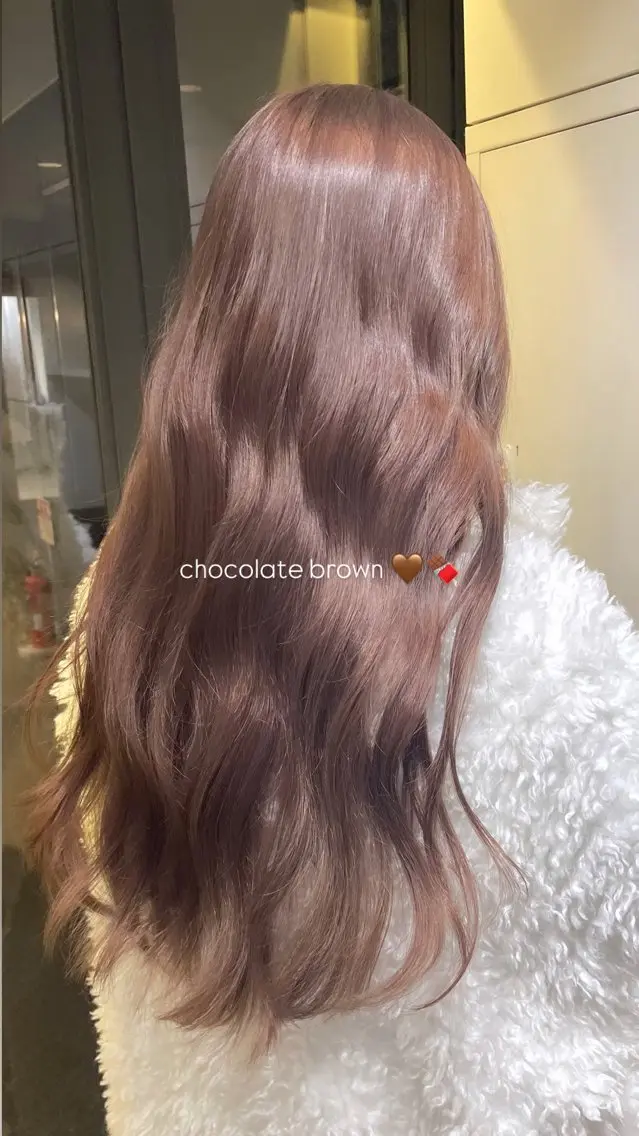 ロング カラー ブリーチ ブラウンカラー チョコレートブラウン 透明感カラー おくにし はなのヘアスタイル