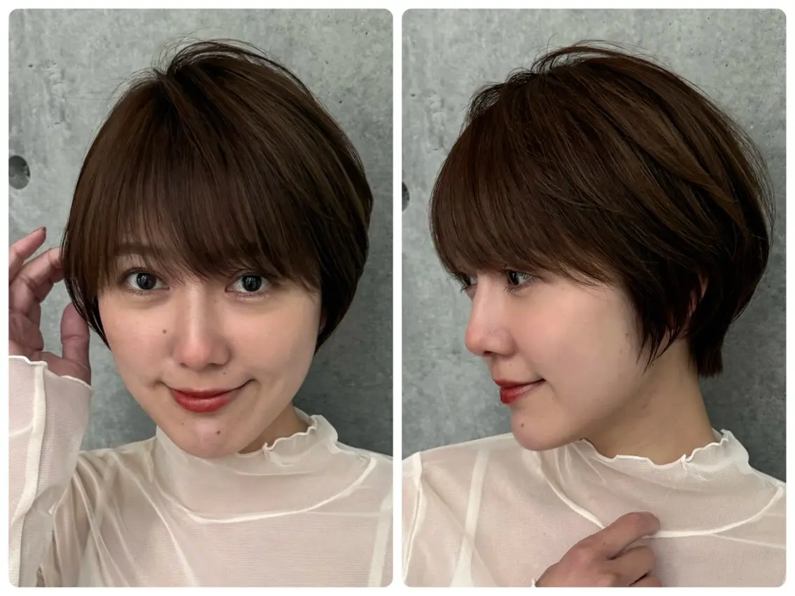 ショート ボブ 顔周りカット 髪質改善 韓国風ヘア レイヤーカット カット ヘアカラー トリートメント 大人美人ショート 杉浦主馬のヘアスタイル