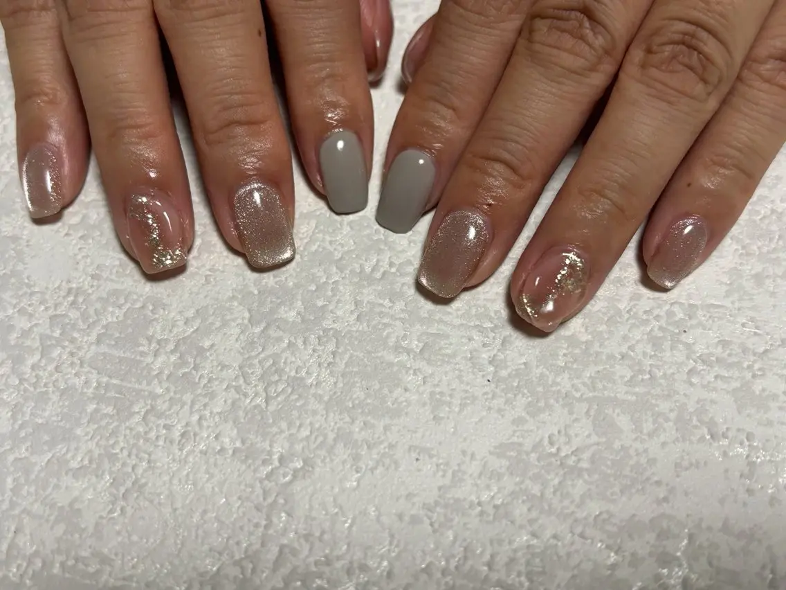 ネイル オーロラネイル フットネイル フレンチネイル ジェルネイル 韓国ネイル ハンドネイル kiki nail &brow二子玉川のネイルデザイン