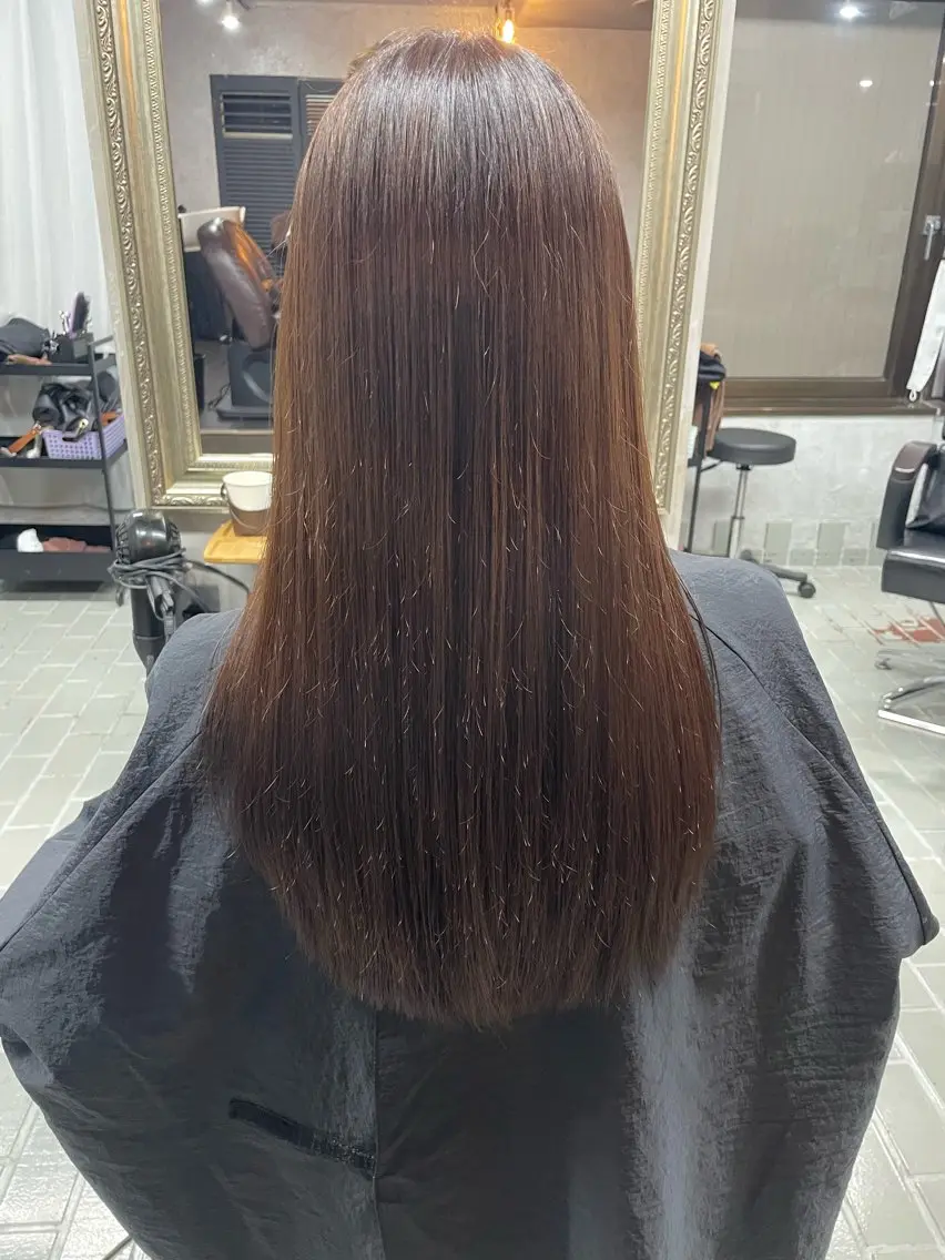 ロング 髪質改善 カット 縮毛矯正 トリートメント 艶髪/透明感カラー 山﨑俊輔のヘアスタイル