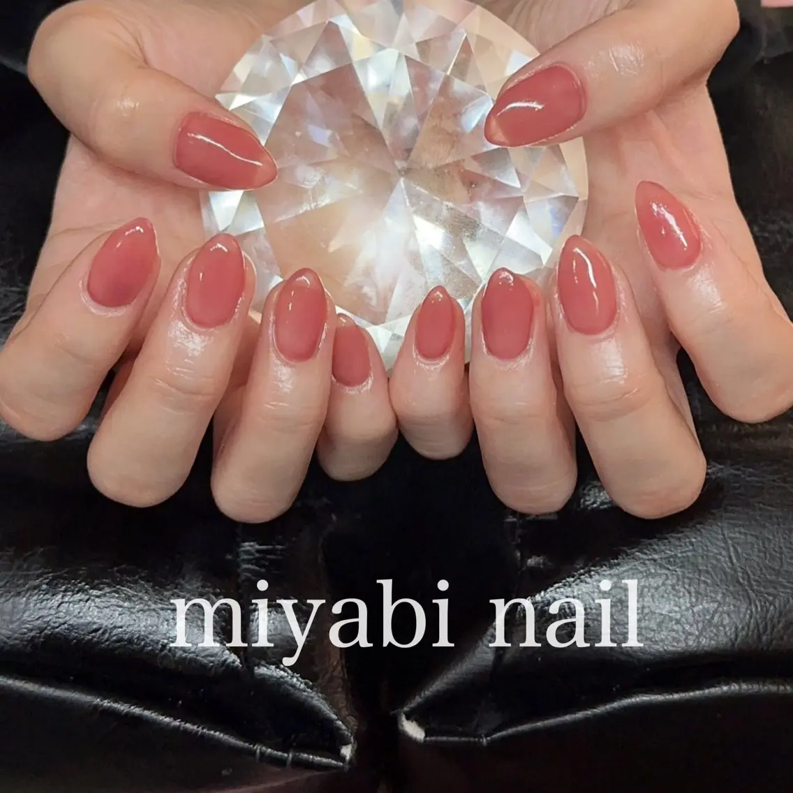ネイル ジェルネイル 持ち込み ワンカラーネイル シンプルネイル 冬ネイル ハンドネイル miyabi nail 桂川駅近くのネイルデザイン