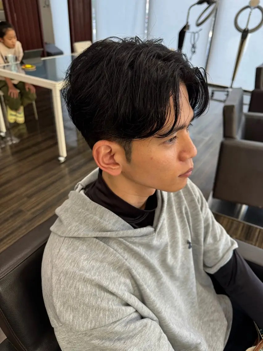 メンズ 七三 野原 姫菜のヘアスタイル