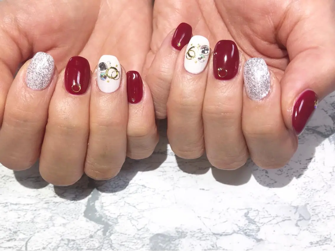 ネイル ボルドー フットネイル ニュアンスネイル シンプルネイル 春ネイル nail fufla ♡yamane♡のネイルデザイン