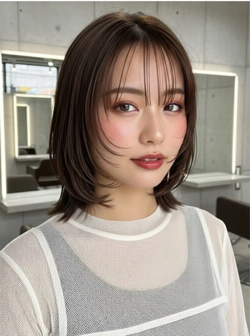 大人の抜け感ロングボブ＋似合わせ透明感カラーの写真