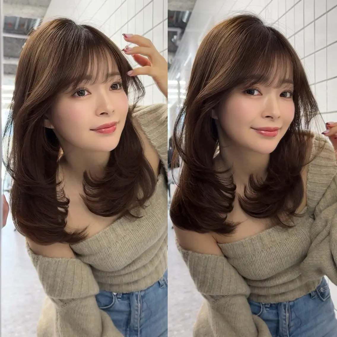セミロング カット ヘアカラー トリートメント 韓国ヘア🤍🇰🇷 ‪🫶🏻吉満のヘアスタイル