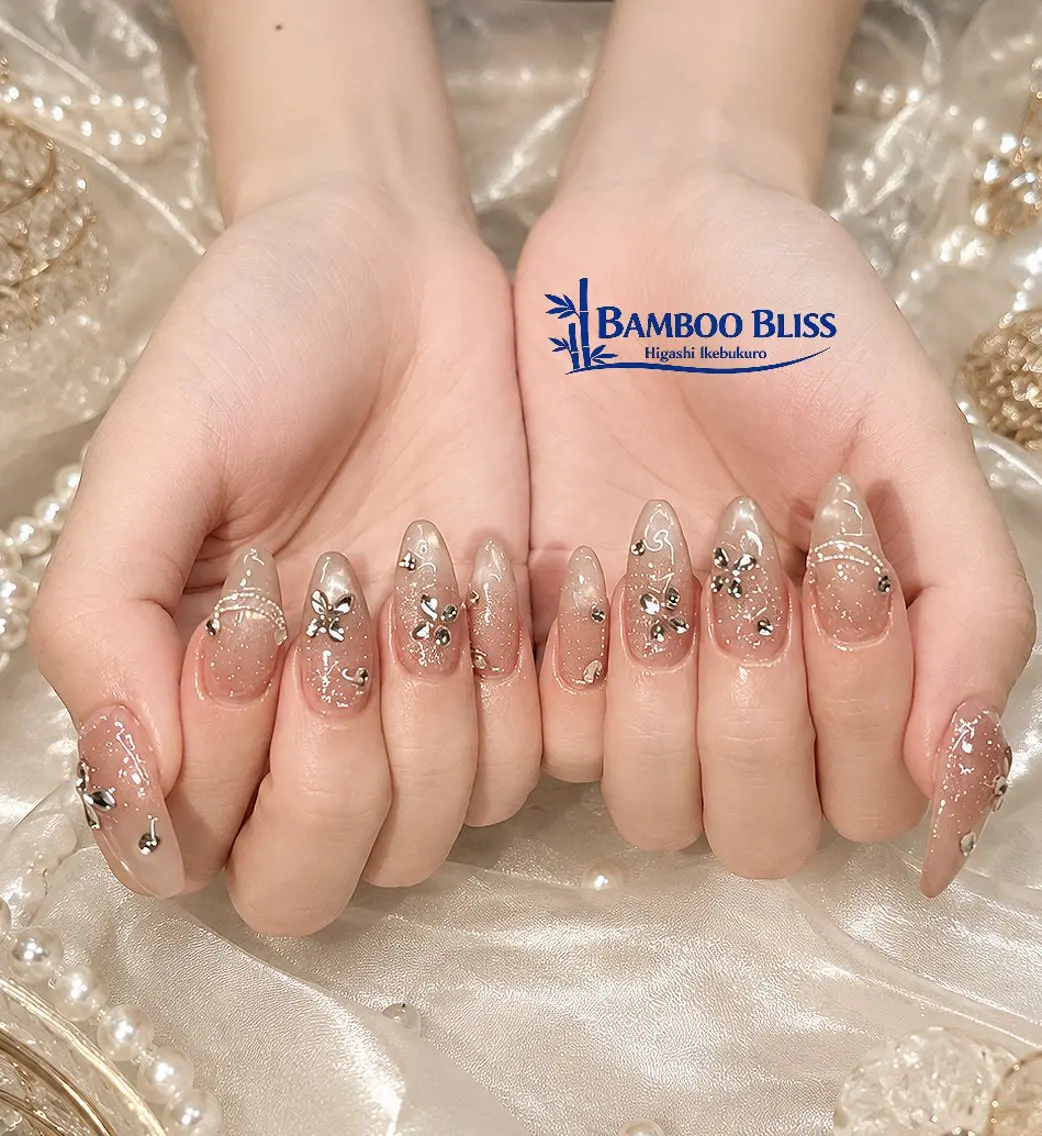ネイル カジュアル 長さ出し フラッシュネイル フラワーネイル フットネイル ハンドネイル Bamboo Bliss西店のネイルデザイン