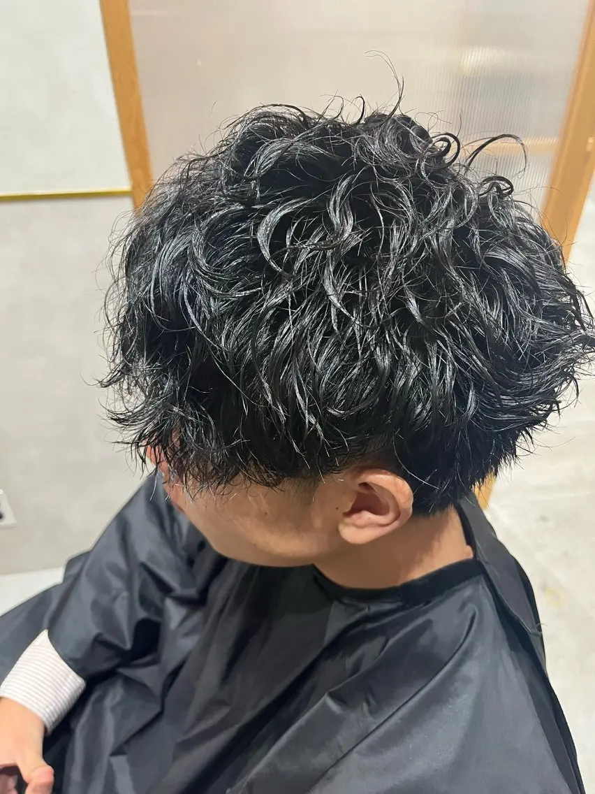 パーマ メンズ ハイライト 透明感カラー松本のヘアスタイル