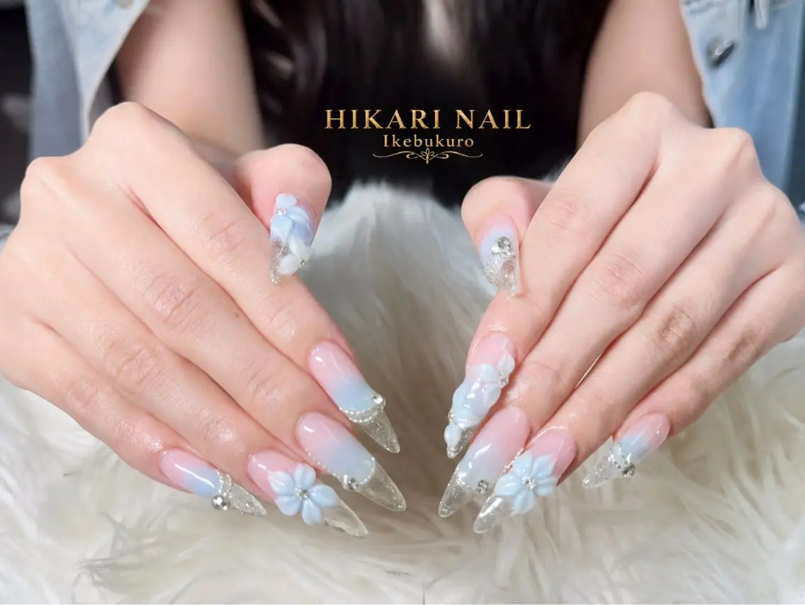ネイル チークネイル 長さ出し フレンチネイル ガーリー ハロウィン ハンドネイル HikariNail Ikebukuroのネイルデザイン