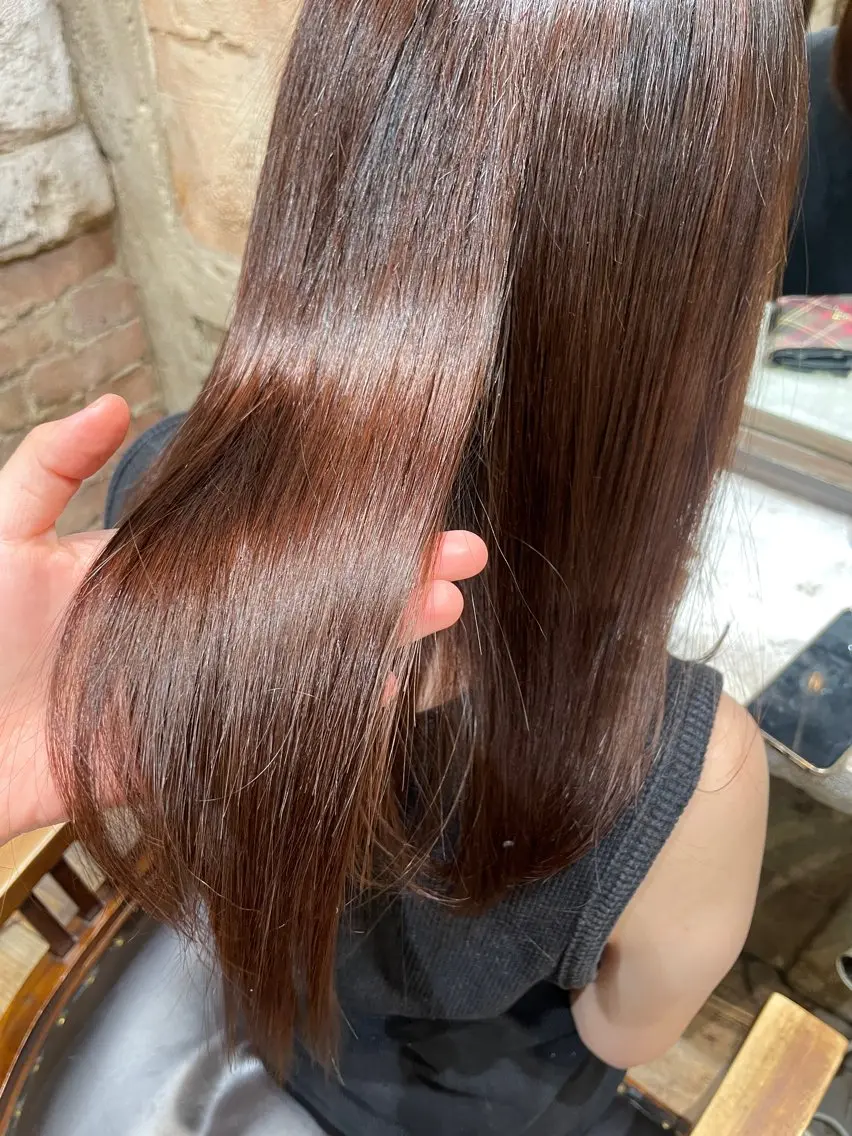 ミディアム カラー 髪質改善 カット ヘアカラー ズミ🦖髪質改善 パーマ★ボブレイヤーのヘアスタイル